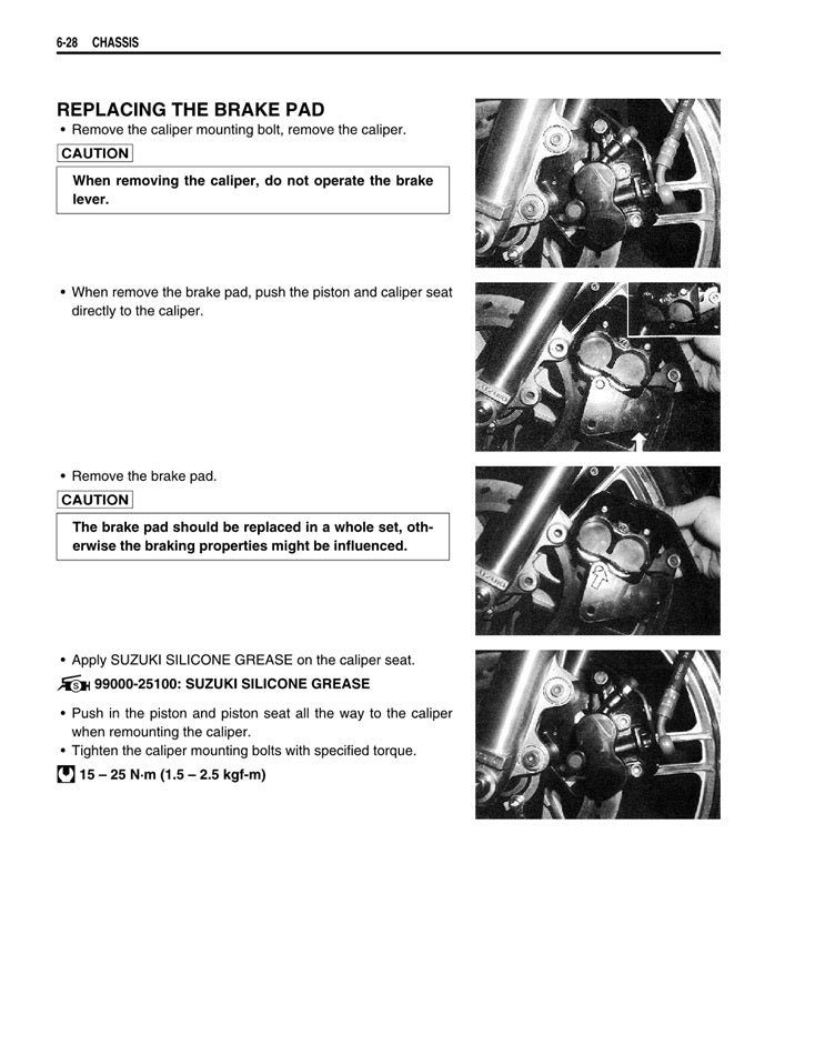 1990-1998 Suzuki GSX250F en todo el manual de servicio