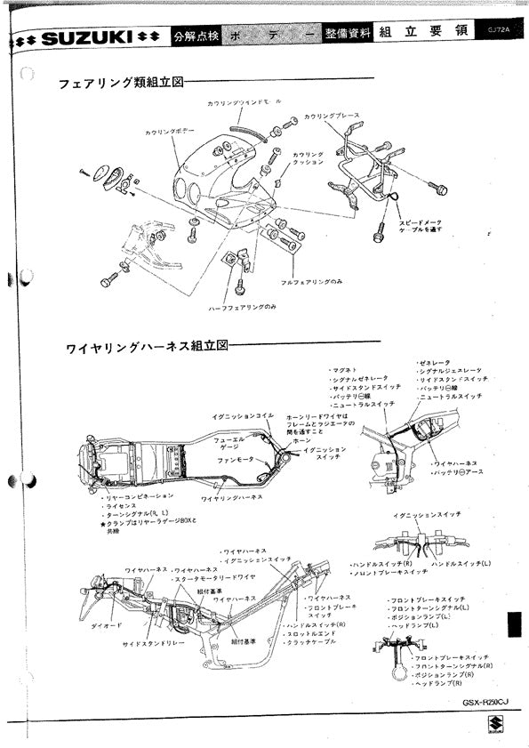 1987 Onwards Suzuki GSXR250 GSX-R 250 GJ72A Service Manual