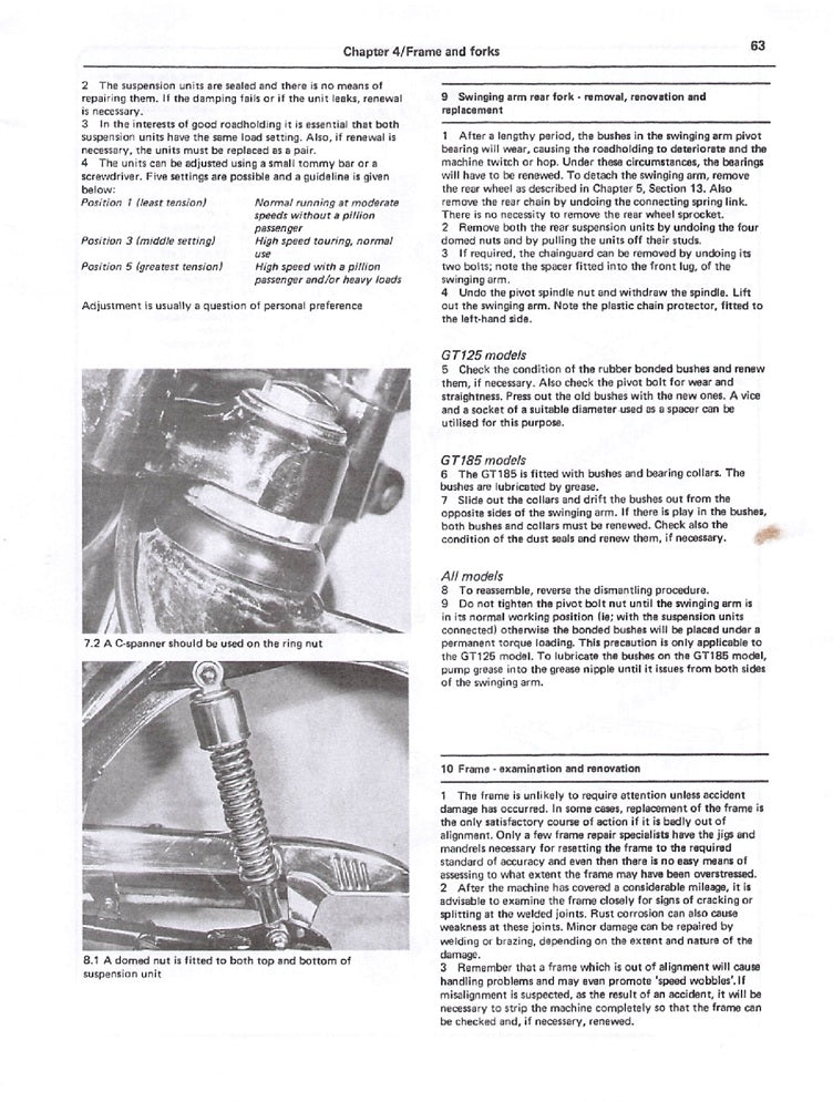 1973-1976 Suzuki GT125 GT 125 Service Manual