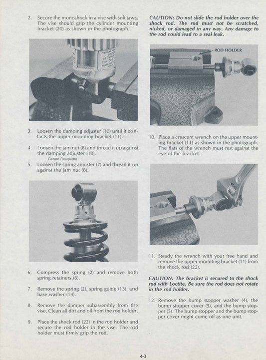 Yamaha De Carbon Monocross Suspension Service / Workshop / Repair Manual