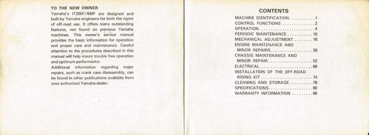 1978 Yamaha IT400 IT 400 IT400E Service Manual