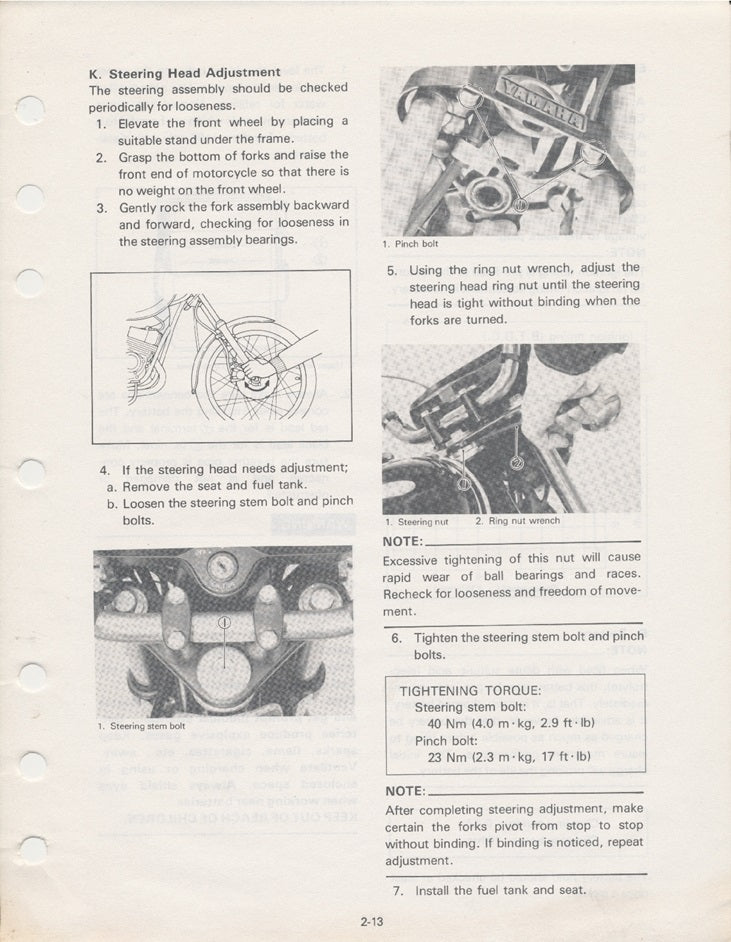 1973-1974 Yamaha TX500 TX 500 Manual de servicio