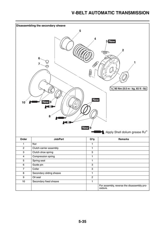 2012 Onwards Yamaha XA125 Cygnus Scooter Service Manual