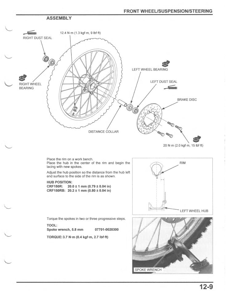 2007-2025 onwards Honda CRF 150 CRF150R Service Manual