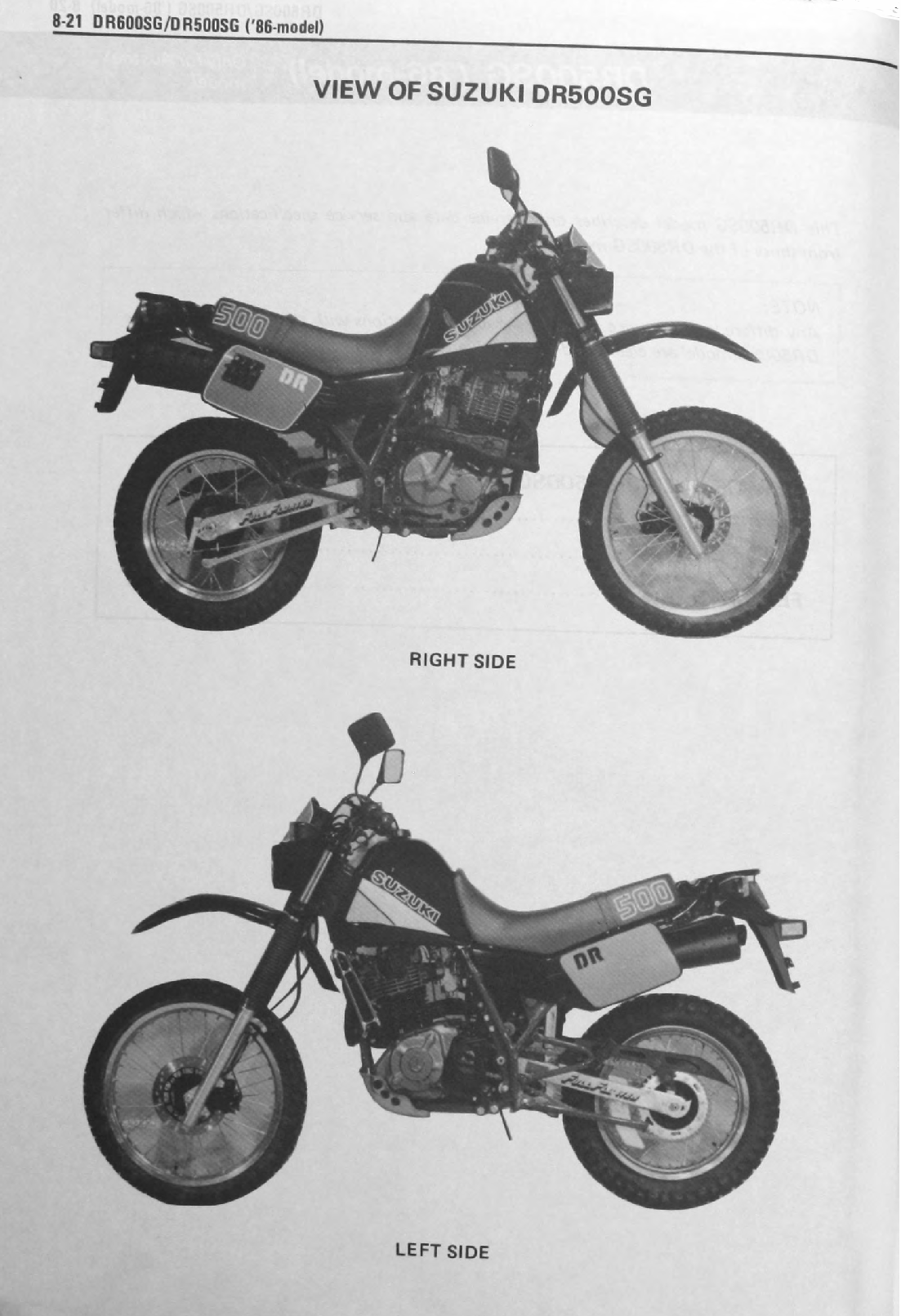 1985-1986 Suzuki DR600 DR600S DR 600 Manual de servicio