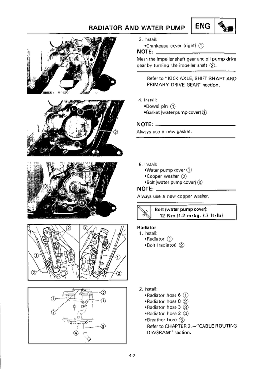 1993-1994 Yamaha YZ250 YZ 250 Manual de servicio de motocross