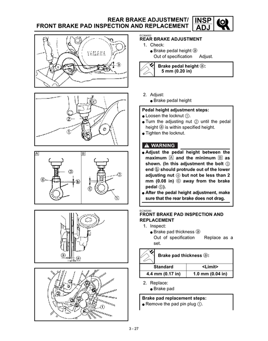 Manual de servicio de enduro Yamaha WR426F 2000-2002