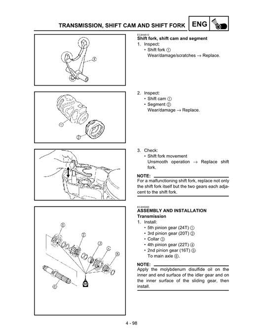 2003-2005 Yamaha YZ250F Motocross Service Manual