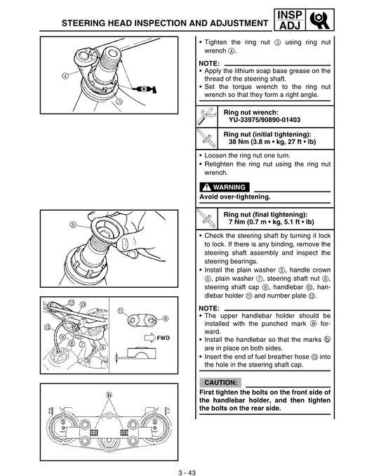 2003-2005 Yamaha YZ450F Motocross Service Manual