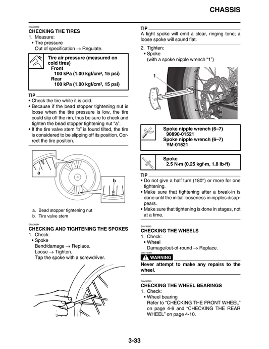2021-2023 Yamaha YZ450FX Motocross Service Manual