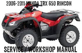 2006-2011 Honda TRX 680 TRX680 Fourtrax Rincón FA FGA 4x4 ATV Quad Manual