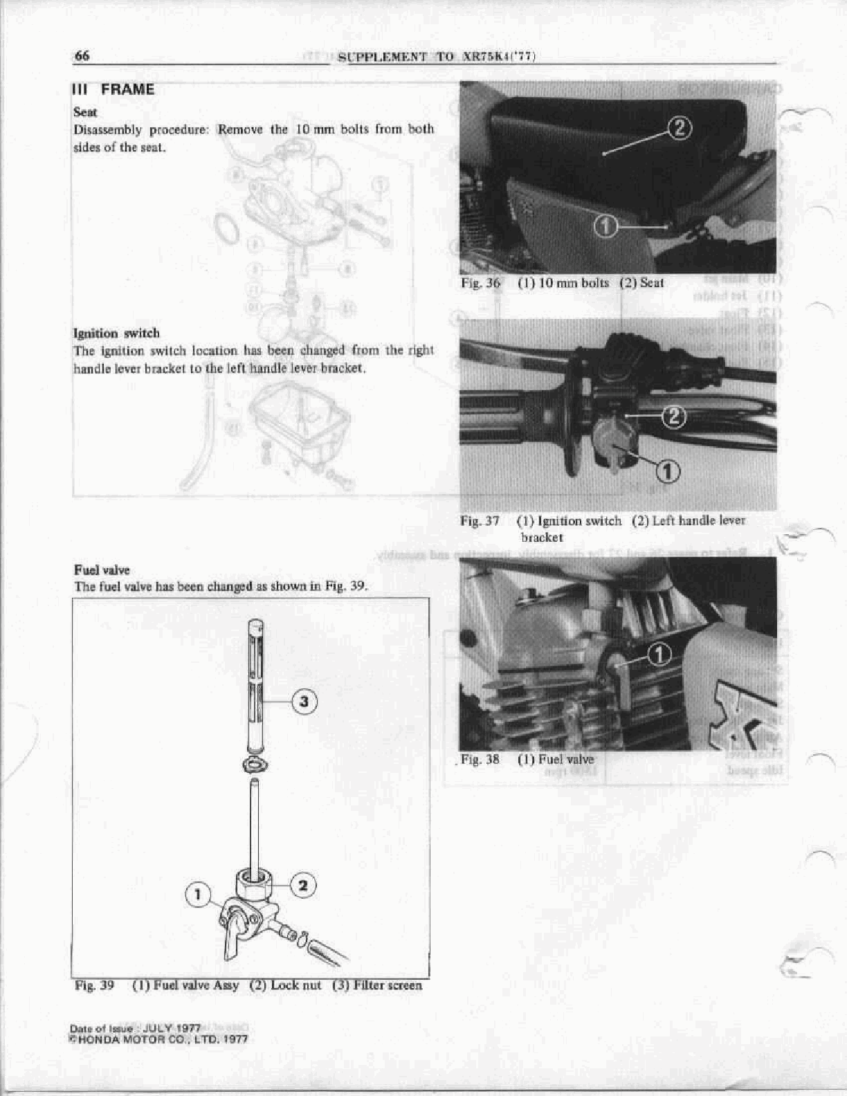 1973-1978 Honda XR75 XR 75 Motocross Enduro Service Manual