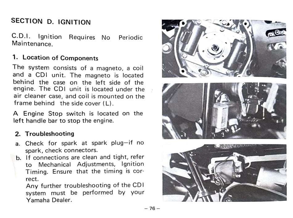 1976 Yamaha YZ100 YZ 100 YZ100C Motocross Service Manual