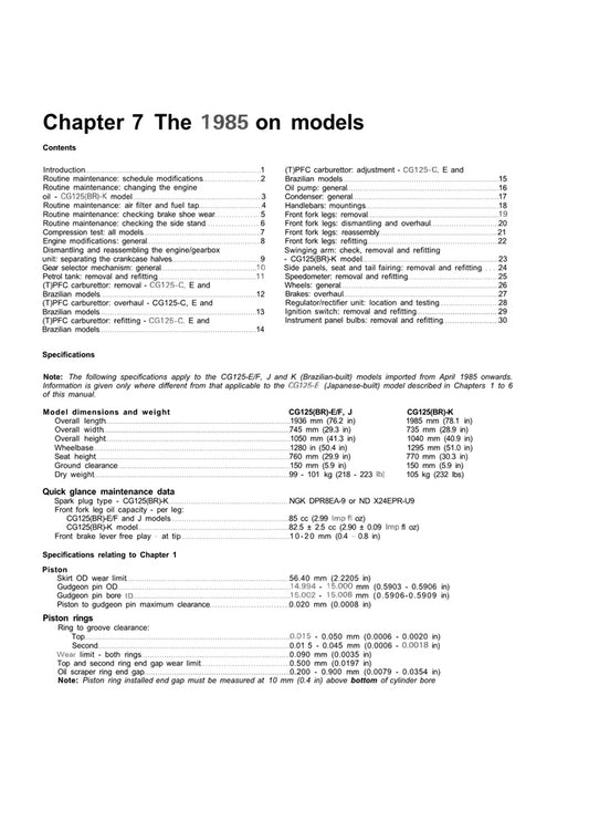 1978-1981 Honda CG125 CG 125 K1 Service Manual