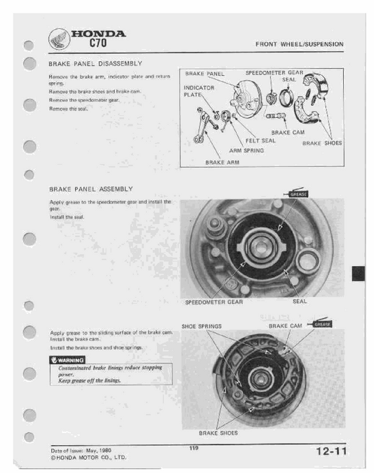 1980-1982 Honda C70 Passport Stepthrough Scooter Manual