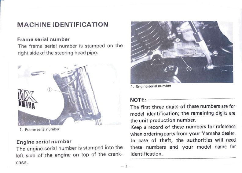 1980 Yamaha MX80 MX80G Service Manual