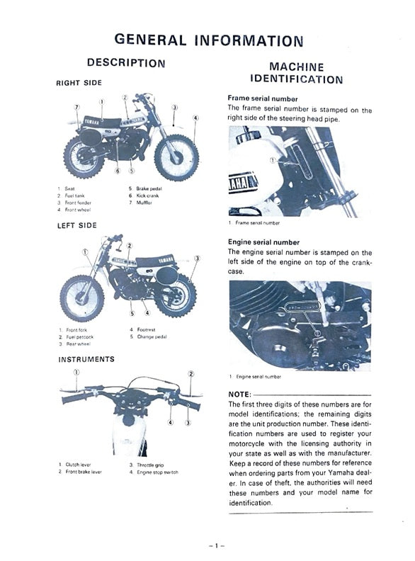 1980on Yamaha YZ50 YZ 50 Motocross Service Manual