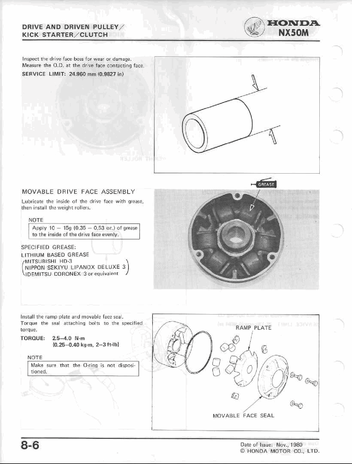 1981-1982 Honda NX50M Express-SR Scooter Manual