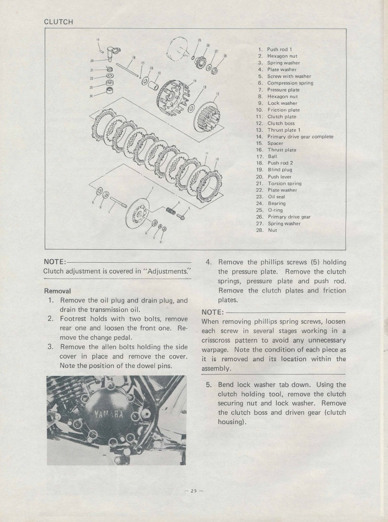 1996-2001 Yamaha YZ125 YZ 125 Manual de servicio de motocross