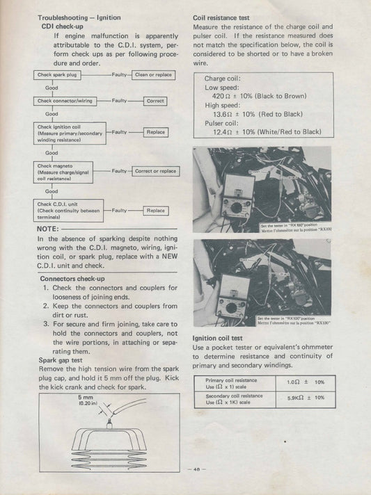 1996-2001 Yamaha YZ125 YZ 125 Manual de servicio de motocross