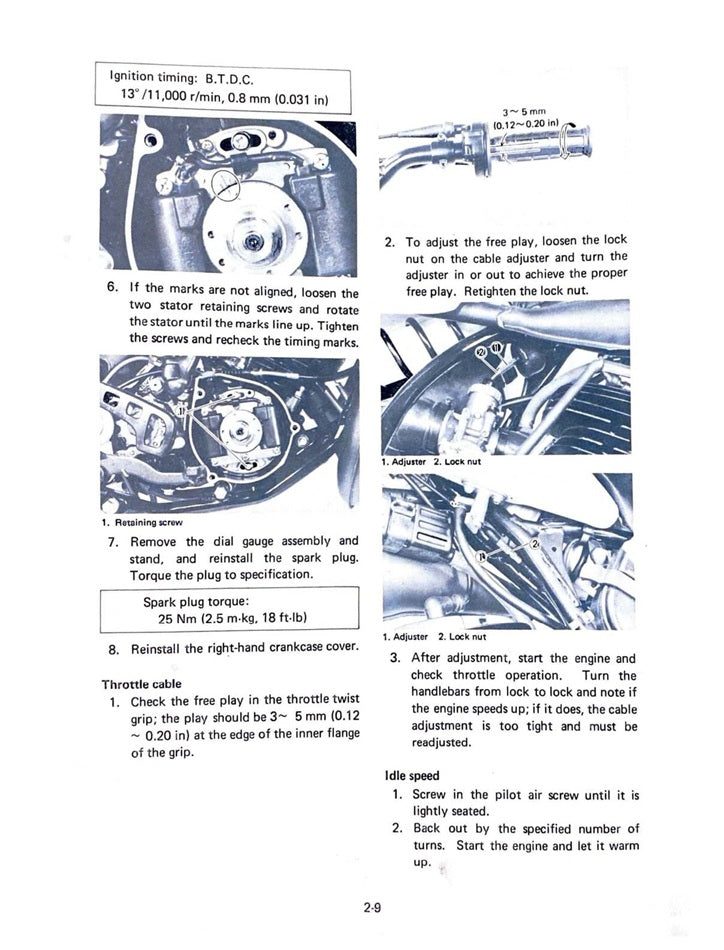 1982 Yamaha YZ100 YZ 100 YZ100J Motocross Service Manual