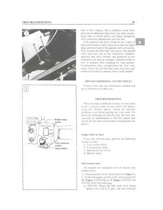 1985-1987 Yamaha FZ700 FZ 700 Manual de servicio