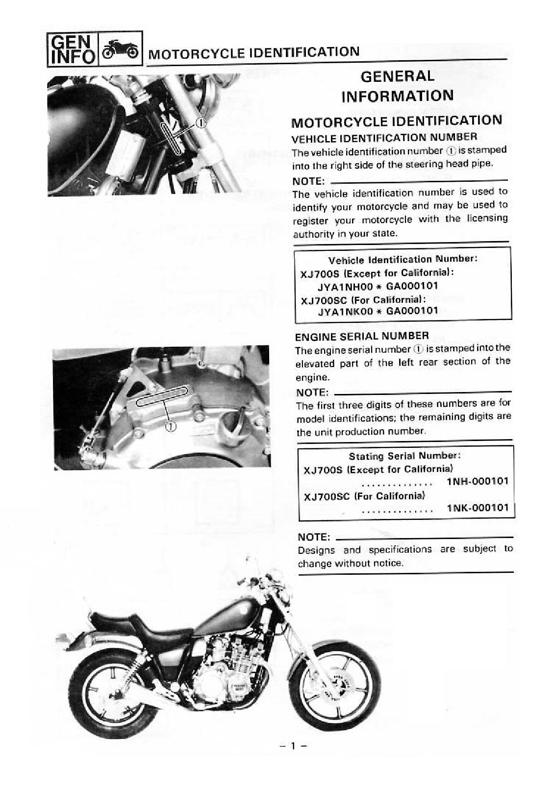 1985-1986 Yamaha XJ700 XJ 700 Manual de servicio