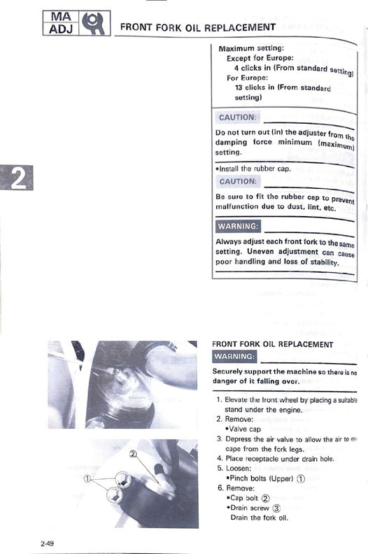 1987 Yamaha YZ490 YZ 490 YZ490T Motocross Service Manual