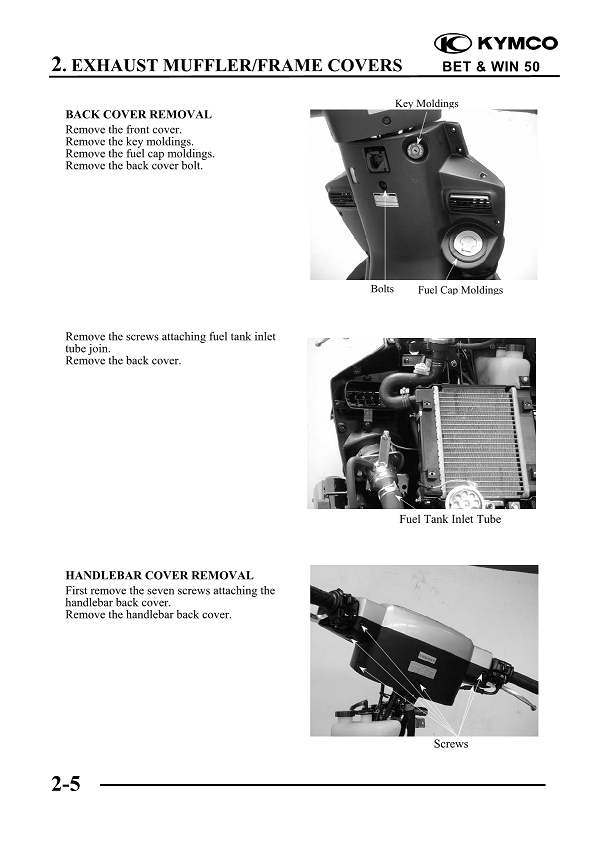 2001-2011 KYMCO Bet &amp; Win 50 Manual de servicio de scooter de 50 cc