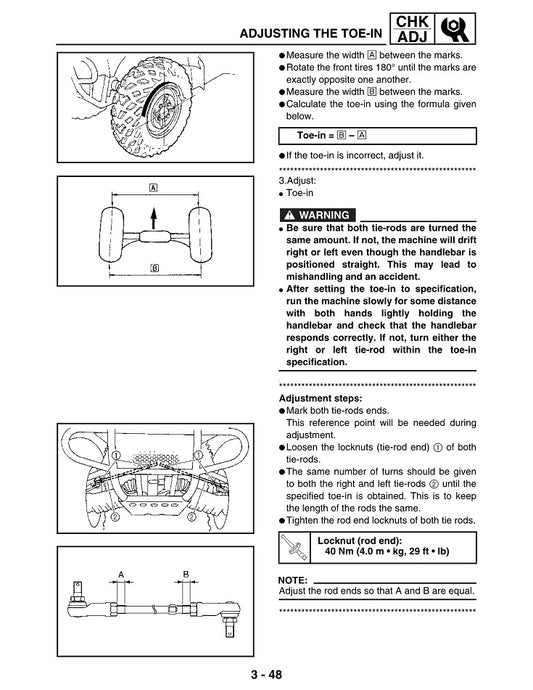 1999 to 2012 Yamaha YFM400 Bear Tracker ATV Quad Service Manual