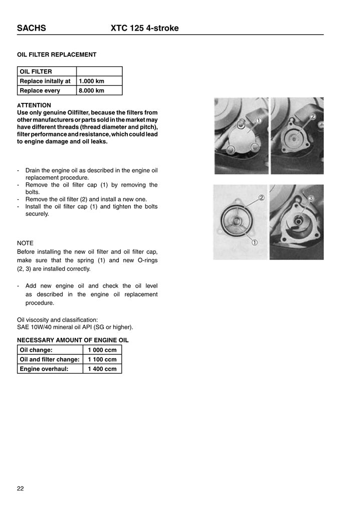 2002on Sachs XTC 125 XTC125 125 4stroke Service Manual