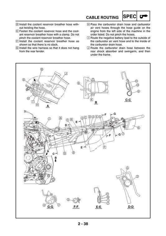 2003-2007 Yamaha YFZ450 ATV Manual de servicio cuádruple