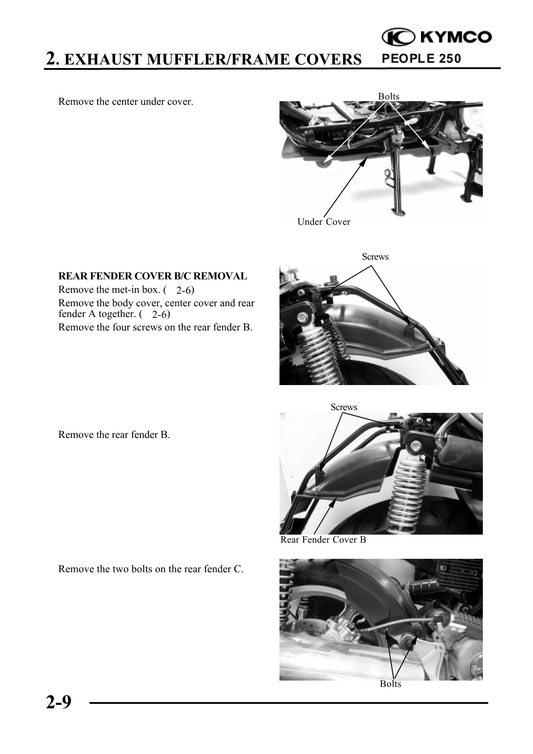 2002-2005 onwards KYMCO People 250 250cc 4stroke Scooter Service Manual