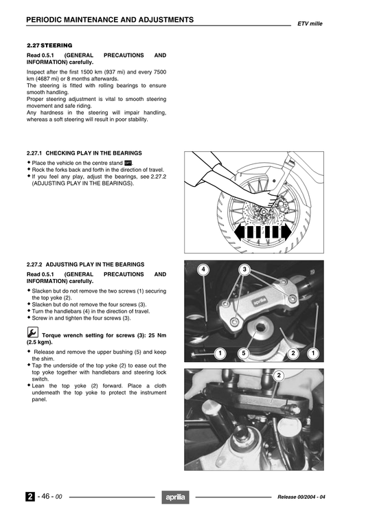 2001-2011 Aprilia ETV1000 Manual de servicio Caponord