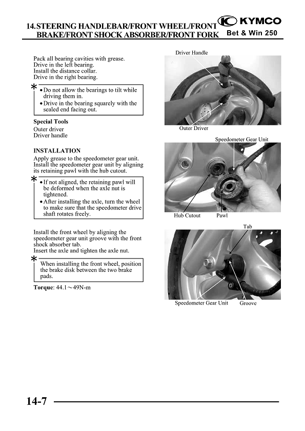 2005-2010 KYMCO Bet &amp; Win 250 Manual de servicio de scooter de 250 cc