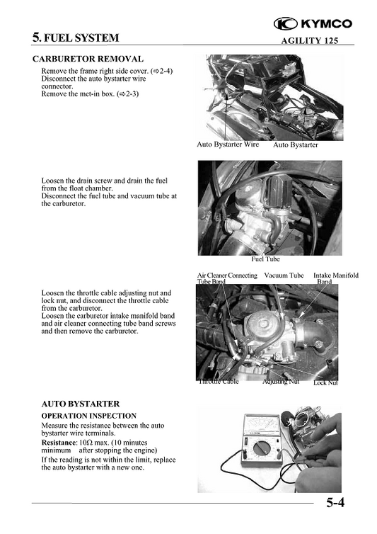 2005-2014 KYMCO Agility 125 4t Manual de servicio de scooter