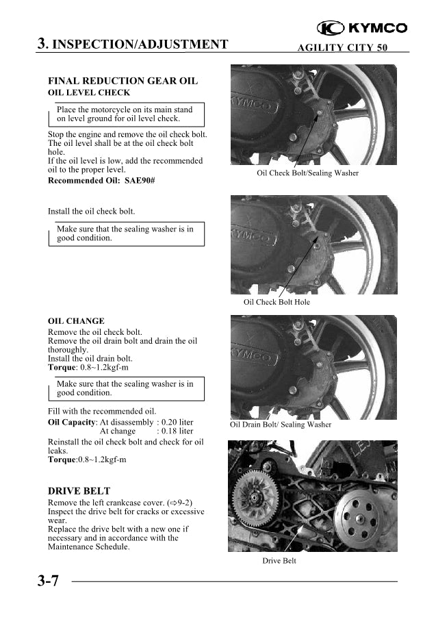 2005-2015 KYMCO Agility City 50 4t Manual de servicio de scooter