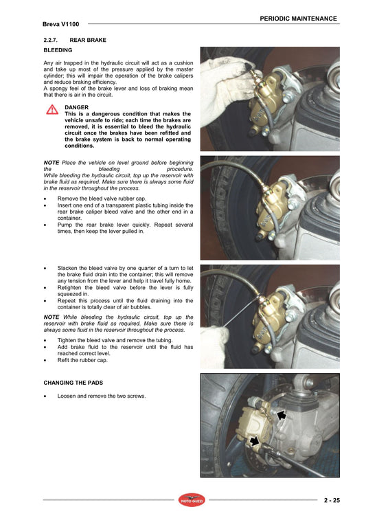 2001-2007 Moto Guzzi Breva V1100 1100 Manual de servicio