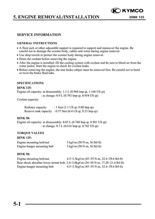 2006-2016 KYMCO Dink 50 50cc 4stroke Scooter Service Manual