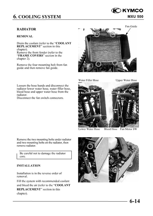 2006-2016 KYMCO MXU 500 500cc ATV Quad Service Manual