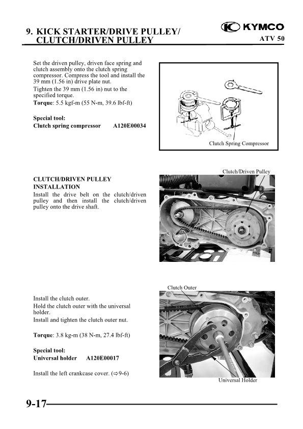 2006-2017 KYMCO MXU 50 50cc ATV Quad Service Manual