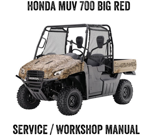 2008-2013 Honda MUV700 CAMO BIG RED 4 ruedas ATV Quad Manual de servicio/taller