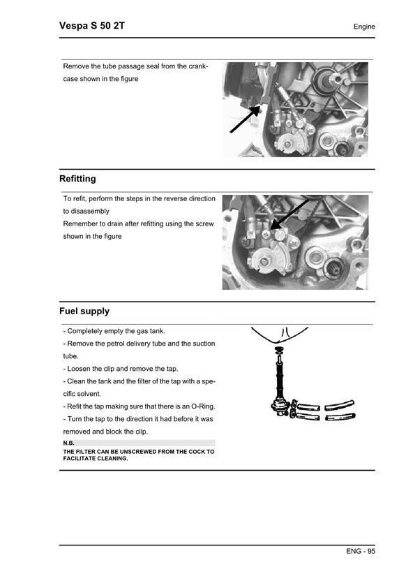 2008-2014 Vespa S50 S 50 50cc 2t Scooter Service Manual