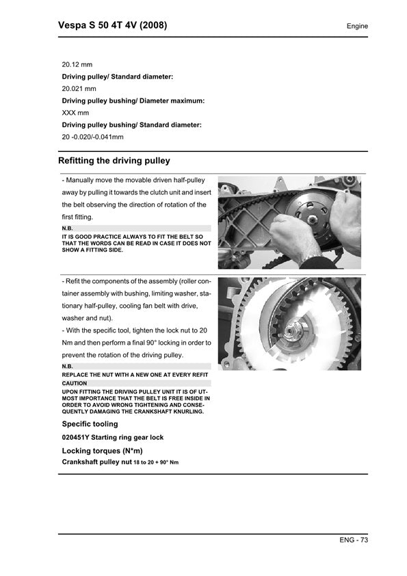2008-2014 Vespa S50 S 50 50cc 4t Scooter Service Manual