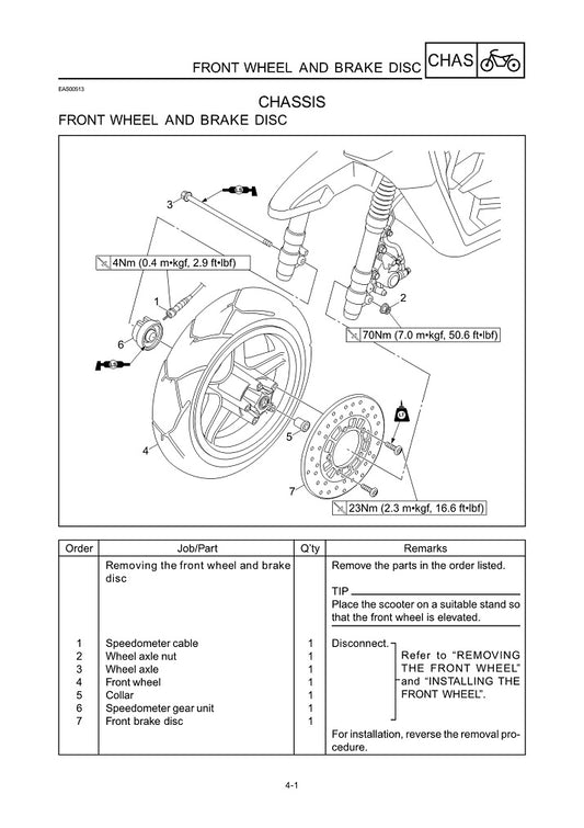 2009-2015 Yamaha YW125Y Zuma BW's 125cc Scooter Service Manual