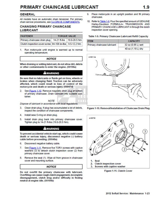 2012 Harley Davidson FLS Softail Slim Service Manual