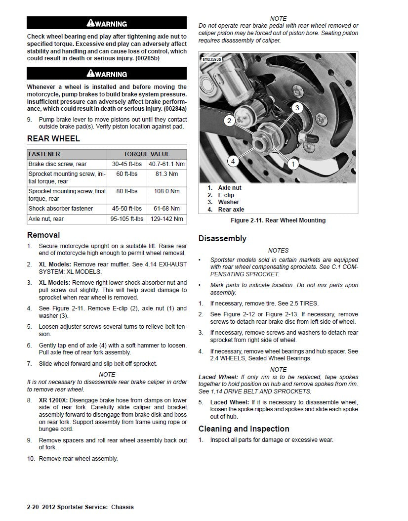 2012 Harley Davidson XLH883L Sportster Low Service Manual