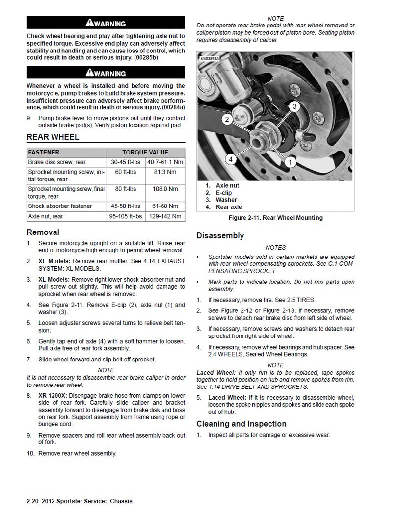 2012 Harley Davidson XL1200N Sportster Nightster Service Manual – retro ...