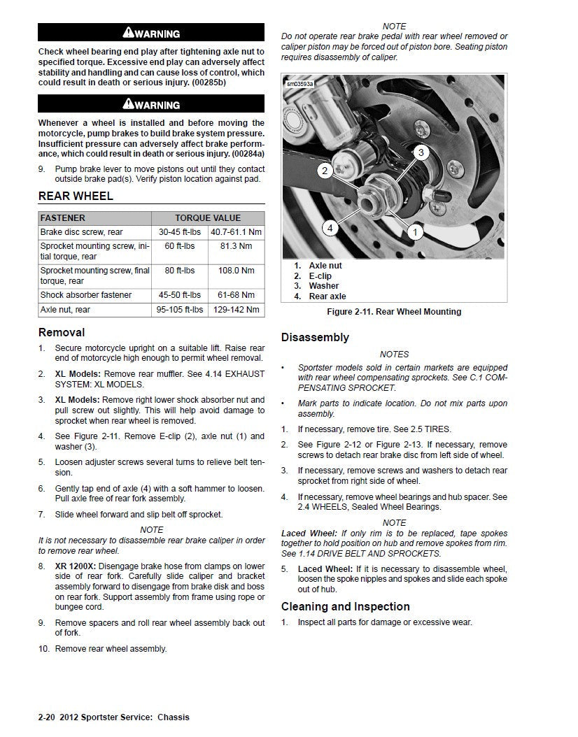 2012 Harley Davidson XLH883N Sportster Manual de servicio de hierro