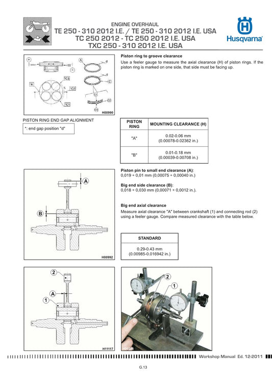 2012 Husqvarna TXC250 TXC 250 Service Manual